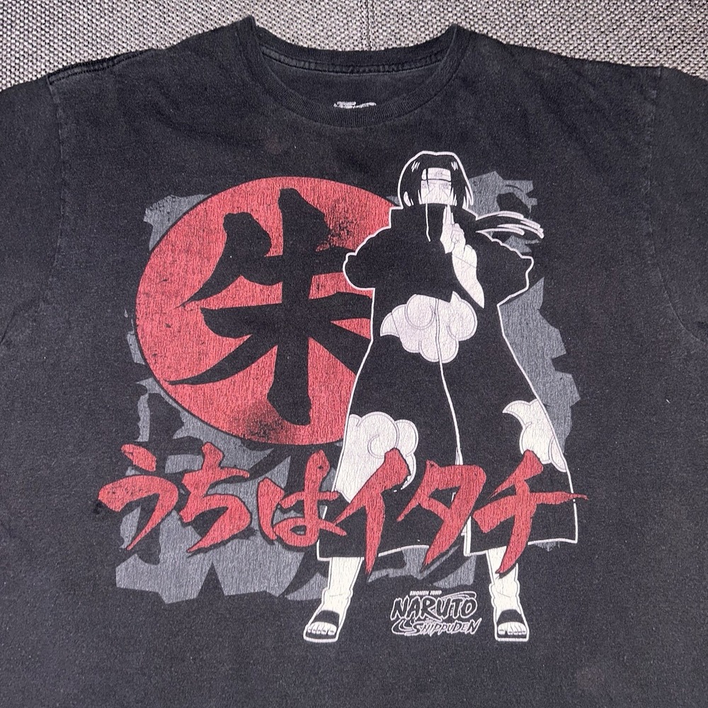 Vintage Y2K Naruto Uchiha Itachi Anime Manga Sun Faded T Shirt Mens Large Rare L